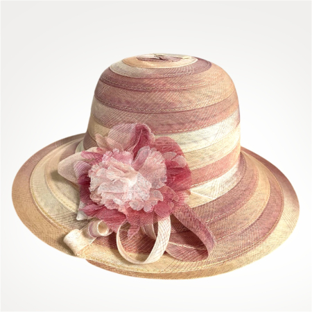 Palarie de soare de lux din organza satinata VENETIA CHIC (ROZE+CREM) - marime unica, reglabila [3]