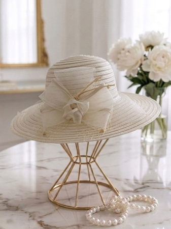 Palarie dama organza SOFIA LADY crem, reglabila [1]