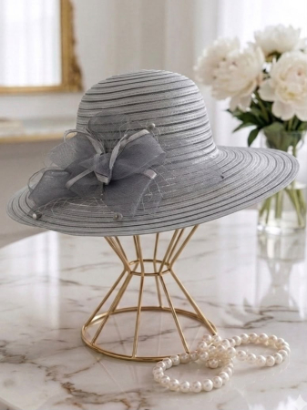 Palarie dama organza SOFIA LADY gri, reglabila [1]