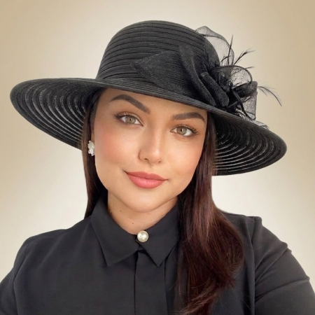Palarie dama organza SOFIA LADY negru, reglabila [2]