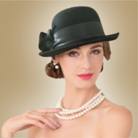 Cele mai vandute - Palarie din fetru lux cu panglica din satin NOBLESS CHIC (NEAGRA) - marime unica, reglabila