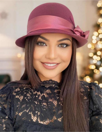 Palarie din fetru lux cu panglica din satin NOBLESS LUX (GRENA) - marime unica, reglabila [1]