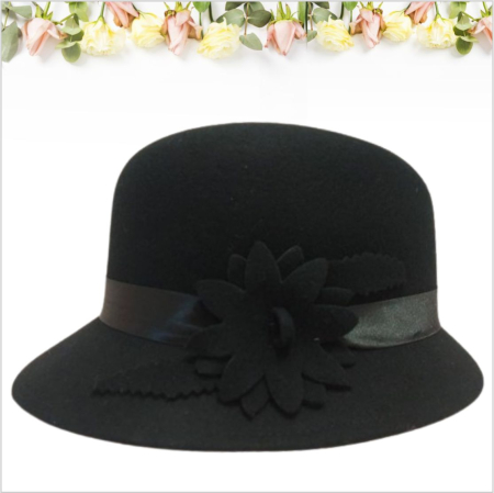 Palarie fetru lux cu boruri tip sepcuta BARONESS LUX (NEGRU) - marime unica, reglabila [2]