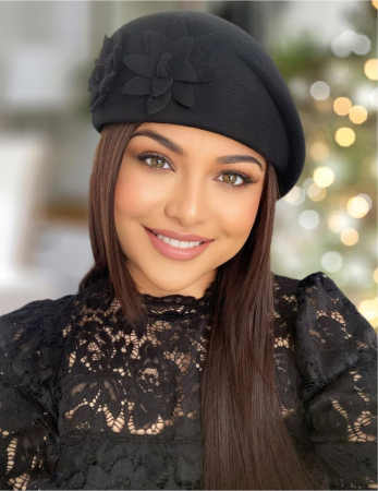 PALARII NEGRE LUX - Palarie eleganta tip toca din fetru lux DUCESA LUX (NEGRU) - marime unica, reglabila