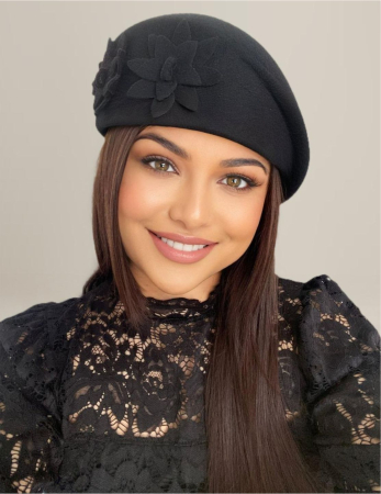 Palarie eleganta tip toca din fetru lux DUCESA LUX (NEGRU) - marime unica, reglabila [1]