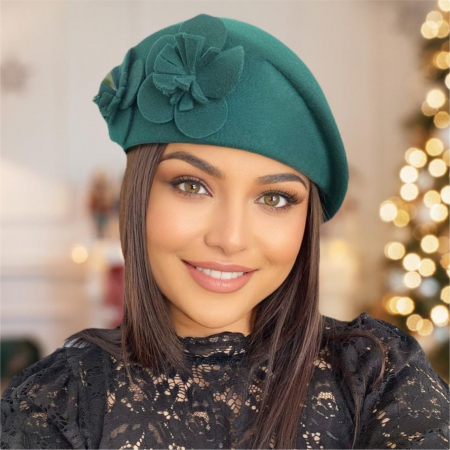 Palarie eleganta tip toca din fetru lux REGINA LUX (VERDE) - marime unica, reglabila [1]