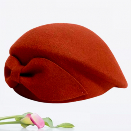 Palarie toca din fetru lux cu funda eleganta PRINCESS LUX (CARAMIZIU) - marime unica, reglabila [3]