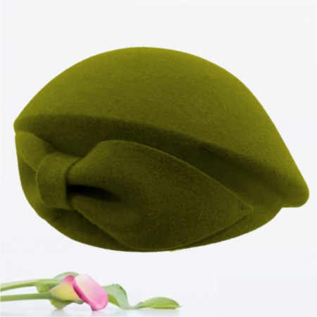 Palarie toca din fetru lux cu funda eleganta PRINCESS LUX (KAKI) - marime unica, reglabila [3]