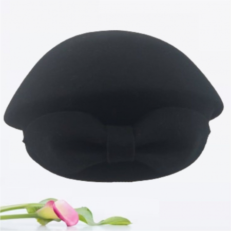 Palarie toca din fetru lux cu funda eleganta PRINCESS LUX (NEAGRA) - marime unica, reglabila [5]