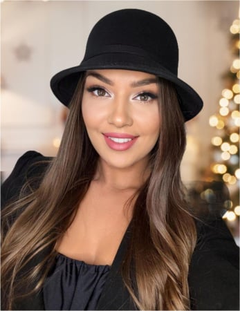 PALARII TOAMNA - Palarii dama cu boruri rotunde MISS (NEGRU) - marime unica, reglabila