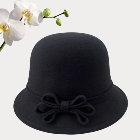 Palarie dama cu boruri mici MISS negru, reglabila [2]