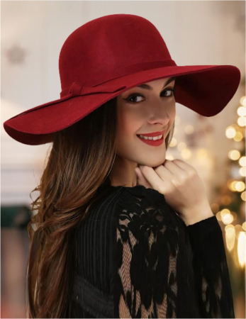 PALARII ELEGANTE - Palarie dama cu boruri elegante ROMA CHIC (GRENA) - marime unica, reglabila