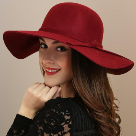 Palarie dama cu boruri elegante ROMA CHIC (GRENA) - marime unica, reglabila [3]