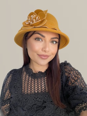 Palarie dama fetru Rose-palarie galben, palarie reglabila [3]