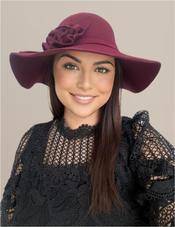 Palarie dama fetru Sabrina-palarie grena, palarie reglabila [3]