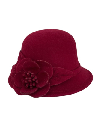 Palarie dama fetru Rose-palarie grena, palarie reglabila [4]