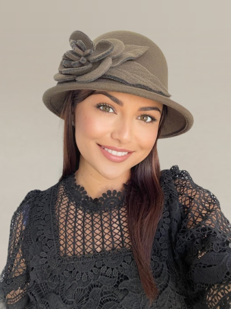 Palarie dama fetru Rose-palarie kaki, palarie reglabila [3]