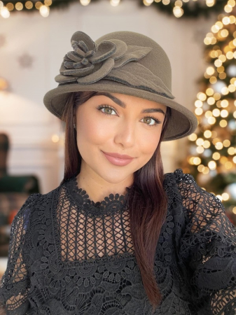 Palarie dama fetru Rose-palarie kaki, palarie reglabila [1]