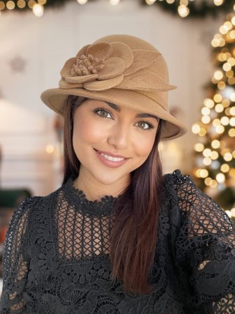 Palarie dama fetru Rose-palarie cappuccino, palarie reglabila [1]