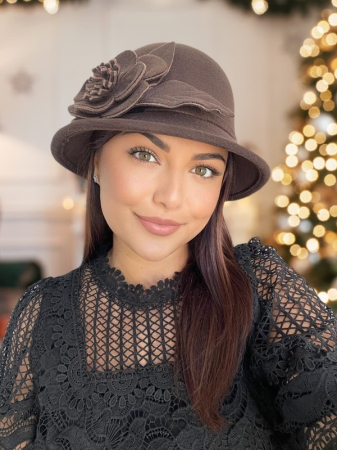 Palarie dama fetru Rose-palarie maro, palarie reglabila [3]