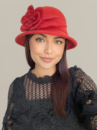 Palarie dama fetru Rose-palarie rosu, palarie reglabila [3]