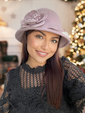 Palarie dama fetru Rose-palarie roz, palarie reglabila [1]