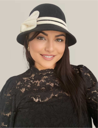 Palarie dama fetru Bella-palarie neagra, palarie reglabila [1]