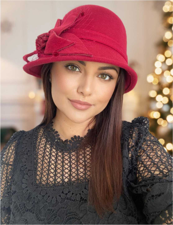 PALARII TOAMNA - Palarie dama boruri mici Anita palarie rosie, reglabila