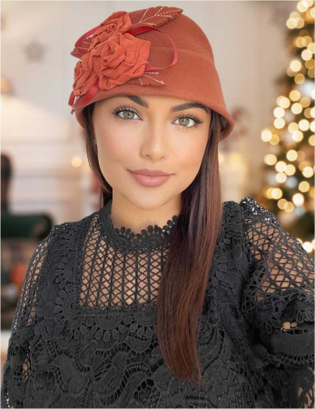 Palarie dama fetru Ariana-palarie caramiziu [3]
