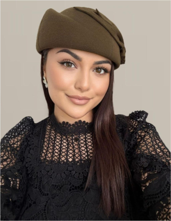 Palarii dama tip toca din fetru lux PARISIENNE LUX (KAKI) - marime unica, reglabila [3]