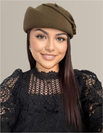Palarii dama tip toca din fetru lux PARISIENNE LUX (KAKI) - marime unica, reglabila [2]