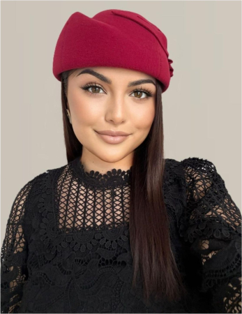 Palarii dama tip toca din fetru lux PARISIENNE LUX (GRENA) - marime unica, reglabila [2]