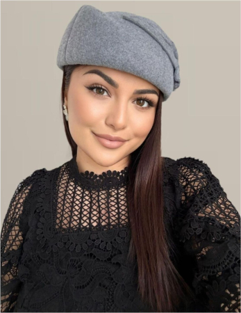 Palarii dama tip toca din fetru lux PARISIENNE LUX (GRI perlat) - marime unica, reglabila [2]