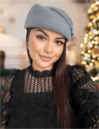 PALARII TOCA - Palarii dama tip toca din fetru lux PARISIENNE LUX (GRI perlat) - marime unica, reglabila