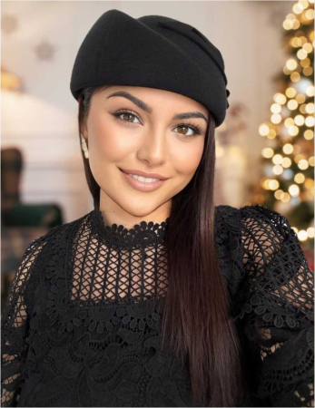 Palarii dama tip toca din fetru lux PARISIENNE LUX (NEGRU) - marime unica, reglabila [1]