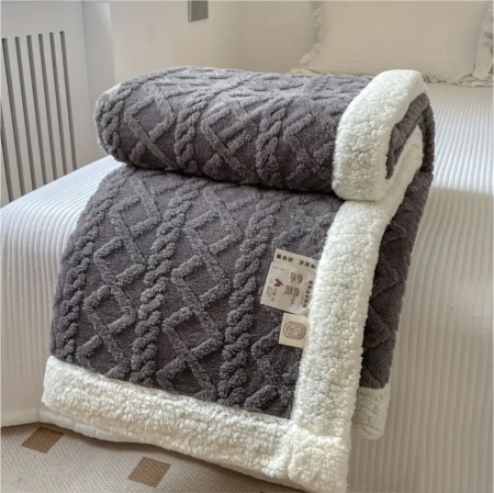 PATURI - Patura groasă Cocolino Lux cu 2 fete, captusita cu blanita, 200*230 cm (GRI)
