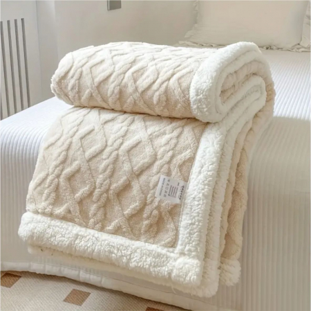 PATURI - Patura groasă Cocolino Lux cu 2 fete, captusita cu blanita, 200*230 cm (CREM)