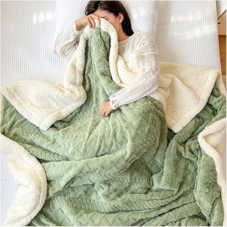 Patura groasă Cocolino Lux cu 2 fete, captusita cu blanita, 200*230 cm (VERDE) [3]