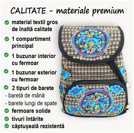 Rucsac  elegant de dama - Fantezie - Albastru [3]