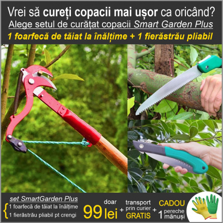 PRODUSE GRADINA - Set 1 foarfeca cu cioc de taiat la inaltime + 1 fierastrau pliabil