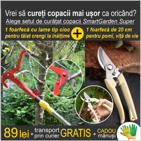 PRODUSE GRADINA - Set 1 foarfeca de gradina 20 cm + 1 foarfeca cu cioc de taiat la inaltime