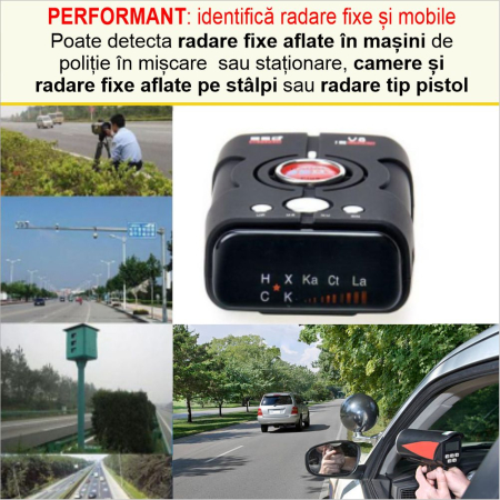 Detector Radar V8 360 Plus cu alerta sonora + luminoasa si arie de detectie la 360 grade [1]