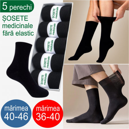 Set 5 perechi de sosete medicinale fara elastic - 2 marimi (culori inchise) [6]