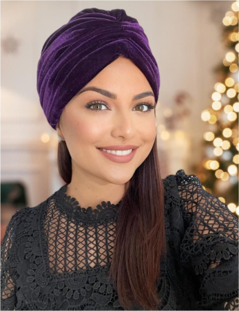TURBANE CATIFEA LUX - Turban dama din catifea lux cu captuseala MONALISA (VIOLET) - marime universala