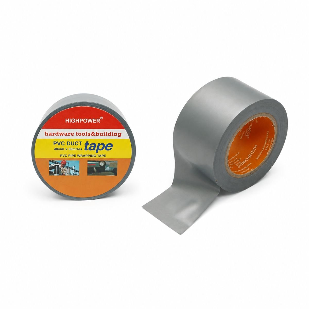 Banda adeziva Duct Tape PVC argintie 48mm x 30m pentru reparatii tevi HighPower [4]