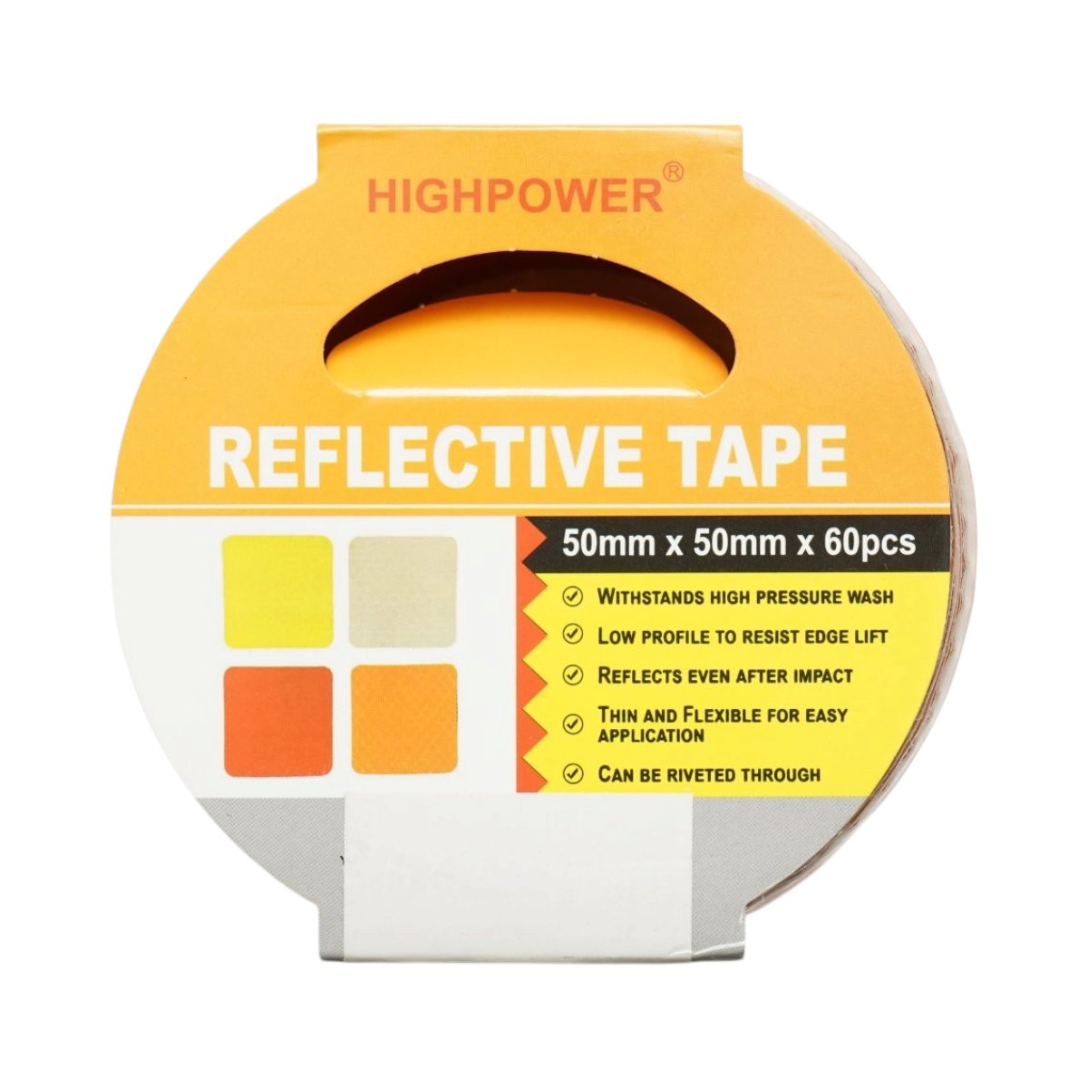 Banda reflectorizanta portocalie intrerupta autoadeziva 50x50mm 60 buc/rola HighPower [4]