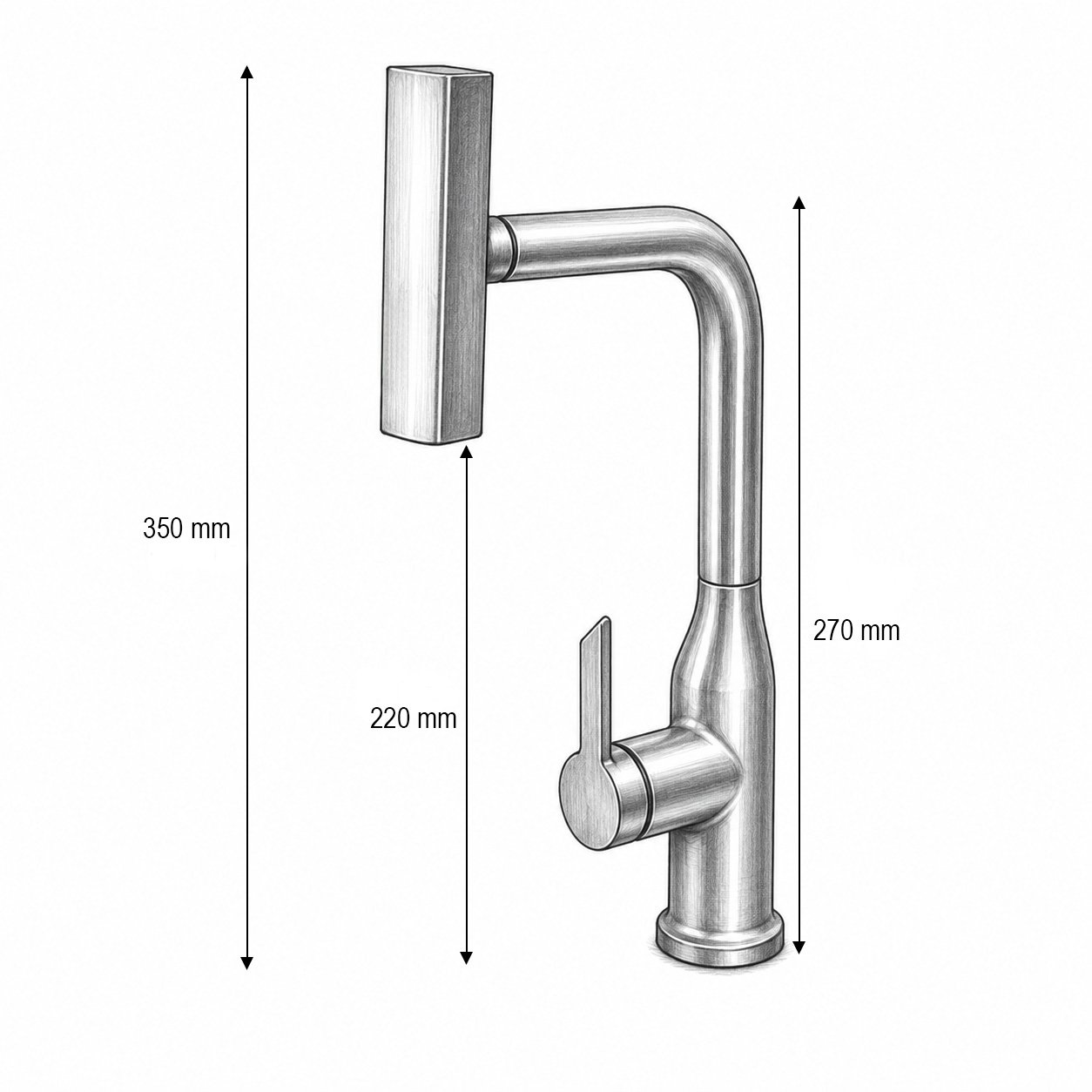 Baterie chiuveta bucatarie tip cascada, 4 functii de curgere, pipa rotativa 360 grade, monocomanda, crom lucios, aliaj zinc, furtunuri incluse [5]