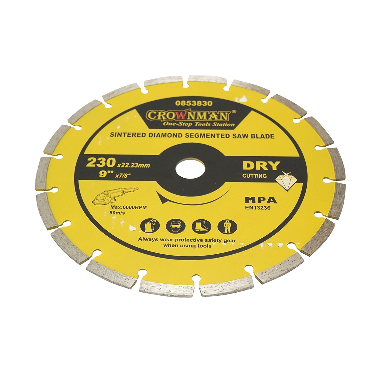 Disc diamantat segmentat 230x22.23mm, taiere uscata pentru beton, piatra, granit, marmura Crownman [2]