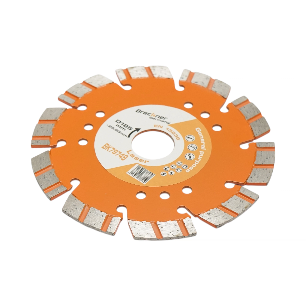 Disc diamantat turbo segmentat 125x22.23mm, segment 10mm pentru taiere beton armat, piatra dura, pavele, boltari Breckner Germany [3]