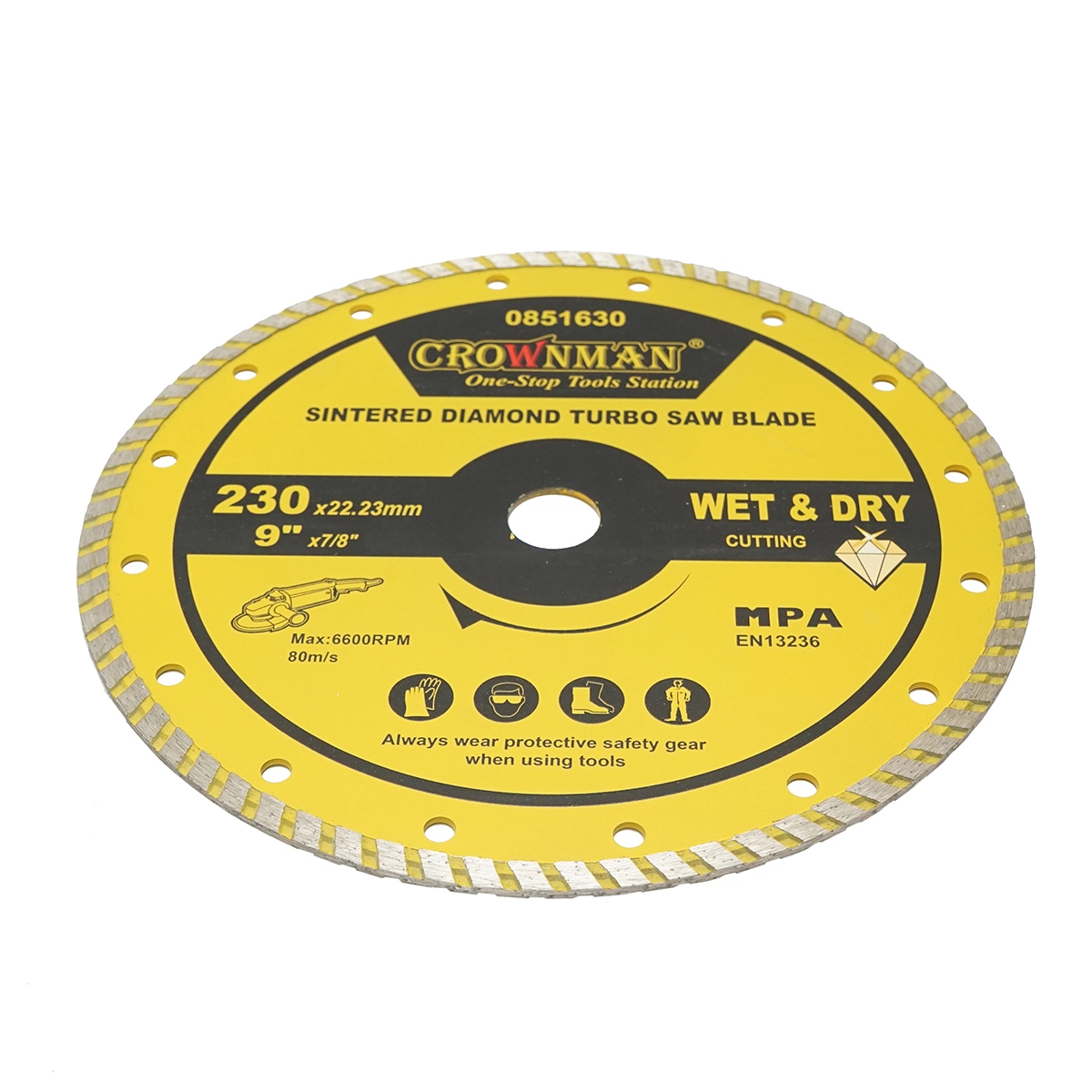 Disc diamantat turbo sinterizat 230x22.23mm, taiere umeda/uscata pentru piatra, gresie, ceramica, marmura Crownman [3]